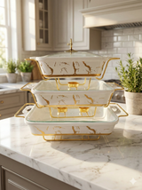 Ceramic Food Warmer Serving Bowl with Lid – Heat Retaining Hot Food Warmer Dish for Stew Rice Vegetables Oven Microwave Safe Ceramic Serving Bowl Set