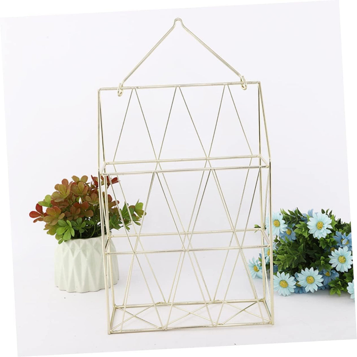 Golden Wall-Mounted Magazine Desk Organizer | Stylish & Functional