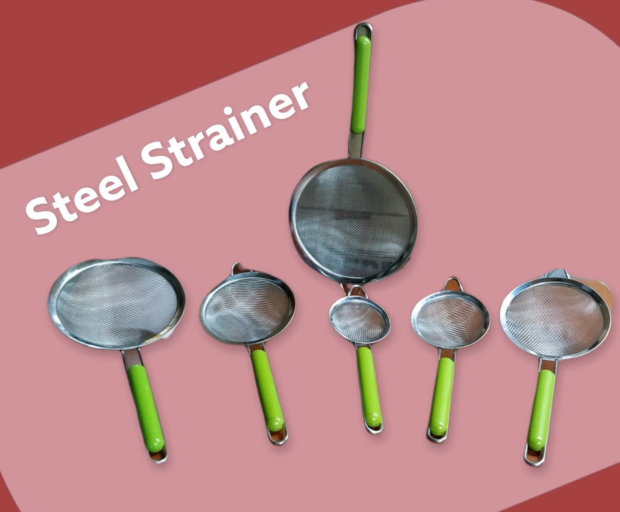 Green Handle Steel Strainer