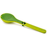 Joseph Joseph Gusto herb and spice infusing spoon in green with a herb stripper.