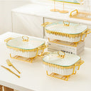 3-Piece Chafing Dish Set, 1.2L/1.8L/2.5L Ceramics Chafers & Buffet Warmer Set with Lid, Food Warmers for Parties & Outdoor, Luxury