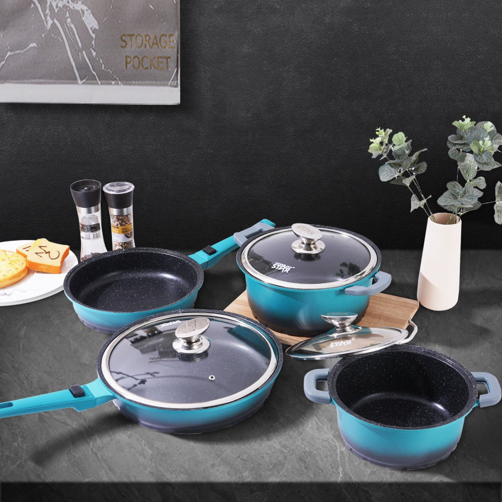 Winning Star 10-Piece| Aluminum Alloy Soup Pots & Frying Pans Non-Stick Cookware Set
