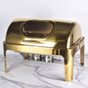 Signature 6L Gold Rolltop Chafing Dish with Glass Window – Elegant Buffet Food Warmer
