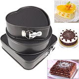 Springform Pan Set 3 Pieces | Heart, Round & Square Non-Stick Cheesecake Baking Cake Pans