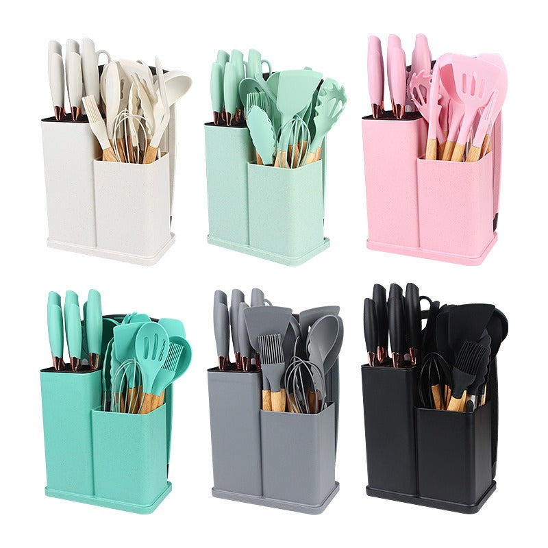 19-Piece Cooking Utensil & Silicone Knife Spoon Set All in One Kitchen Starter Kit