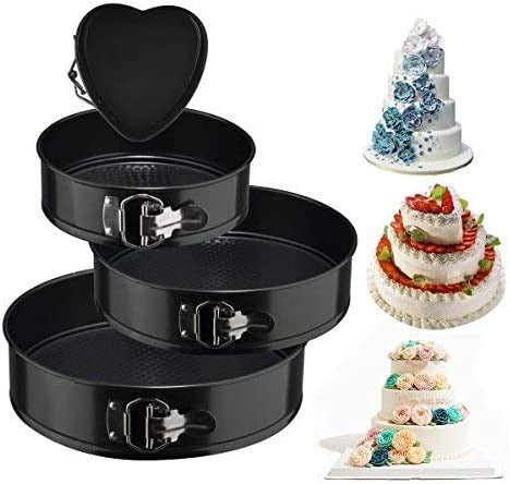 Non-Stick Round Springform Cake Pan Set | Leakproof Cheesecake Baking Pans with Removable Bottom
