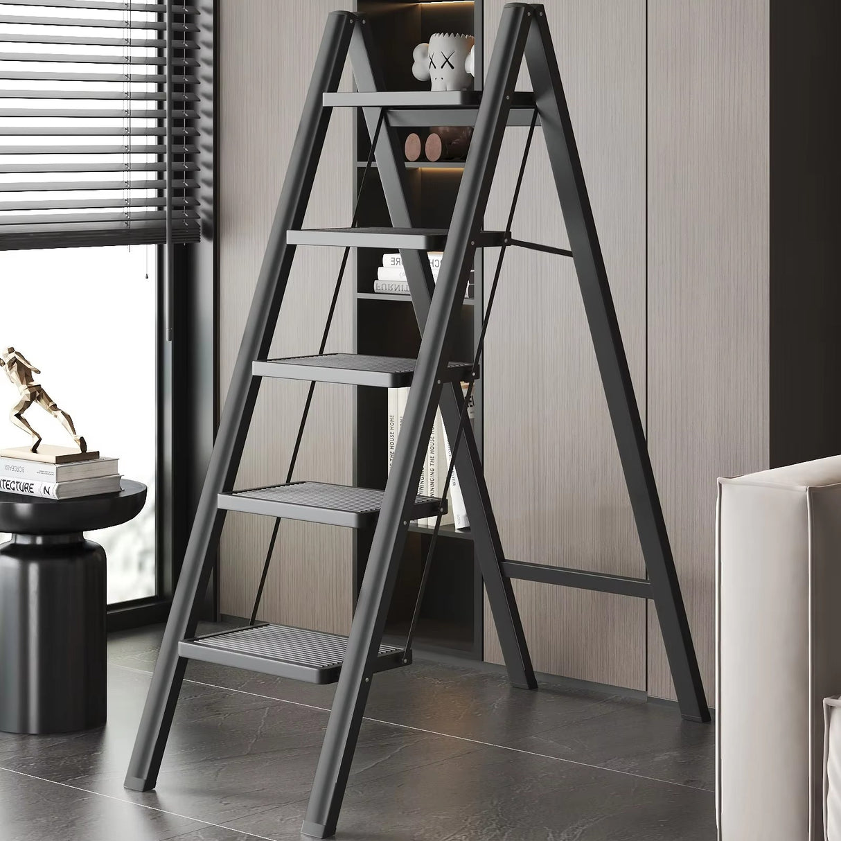 5-Step Foldable Aluminum Ladder | Heavy-Duty 330kg Capacity | Home & Office Us