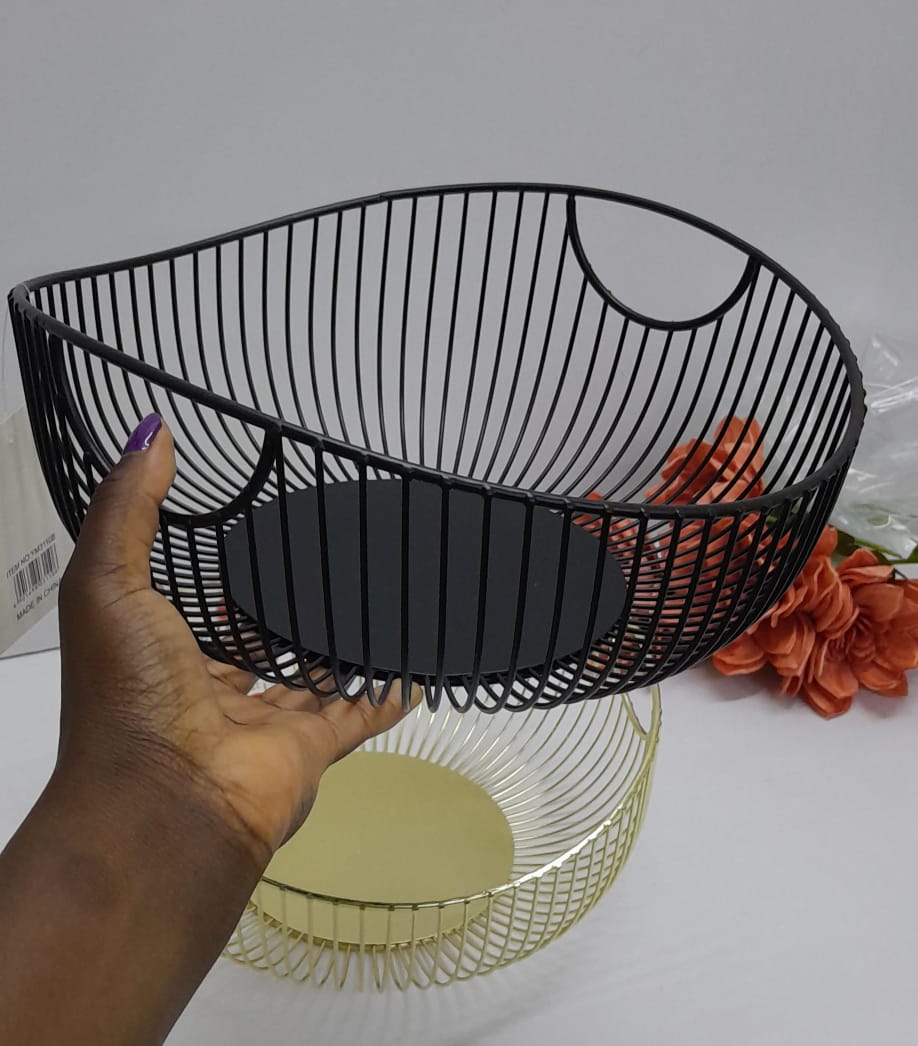 HANDLED Metallic Golden Fruit Basket