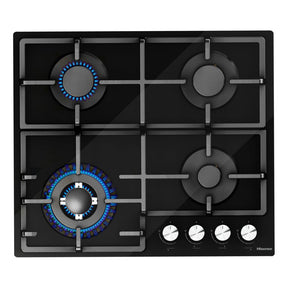 Hisense HHU60GAGB 60cm 4 burner black glass gas hob
