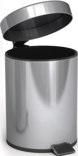Bon Appetit mirror polished stainless steel pedal dustbin with lid open and inner basket