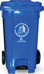 Bon Appetit blue 120L two-wheel step-on wheelie bin, front view