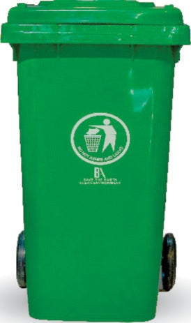 Bon Appetit green two-wheel garbage bin with hinged lid, 120L and 240L