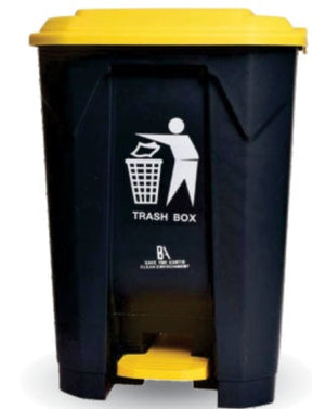 Bon Appetit black step-on dustbin with yellow lid and yellow foot pedal, 50L 80L 100L