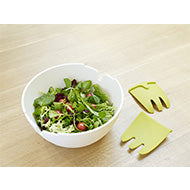 Joseph Joseph Hands-On 27.9cm melamine salad bowl with its hand-shaped servers.