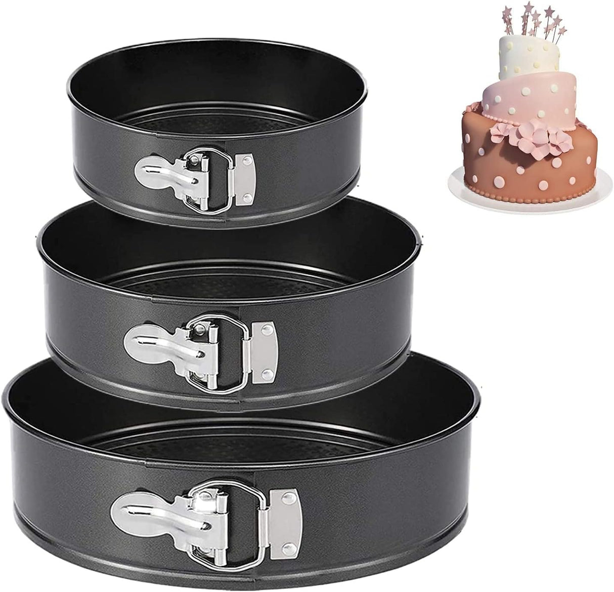Non-Stick Round Springform Cake Pan Set | Leakproof Cheesecake Baking Pans with Removable Bottom
