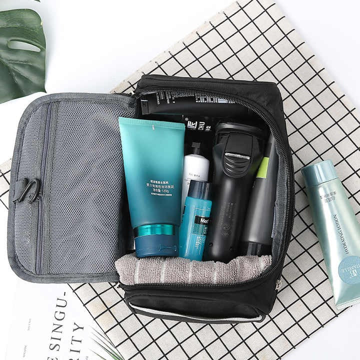 Travel Toiletry Bag for Hanging Men and Women Cosmetic Bag with Mesh and Zip Compartment Large Wash Bag Waterproof Men Women for Suitcase Hand Luggage