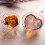 Heart Shaped 250 ml Double Wall Borosilicate Coffee Mugs
