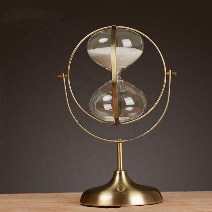 Brass vintage Hourglass sandtimer Sandglass, Rotating White Sand Clock Suitable for Gift Giving, Home, Desk, Office Decoration