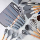 19-Piece Cooking Utensil & Silicone Knife Spoon Set All in One Kitchen Starter Kit