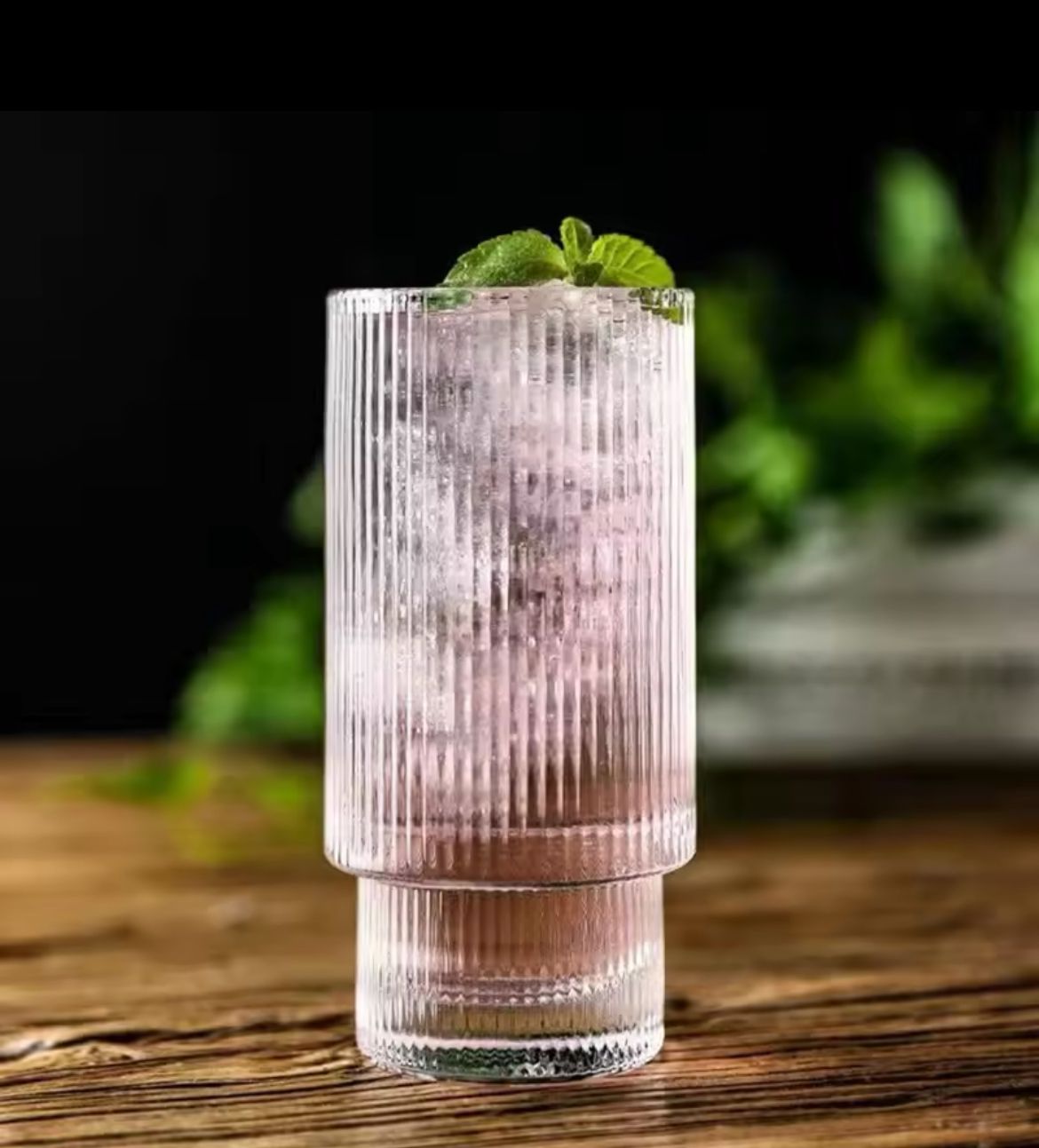 Fancy Aesthetic Highball crystal ribbed  glasses