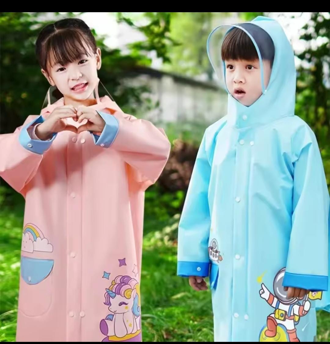 Kids cartoon themed raincoats