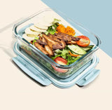 580ml High Borosilicate Glass Partitioned Lunch Box with Airtight Lid for Meal Prep