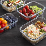 580ml High Borosilicate Glass Partitioned Lunch Box with Airtight Lid for Meal Prep