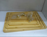 3 in 1 bamboo serving tray with gold rim handles