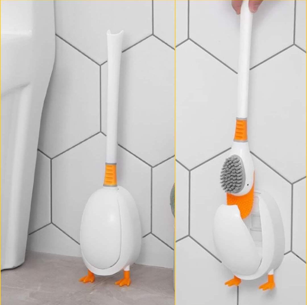 Duck shaped toilet brush holder + silicone toilet brush