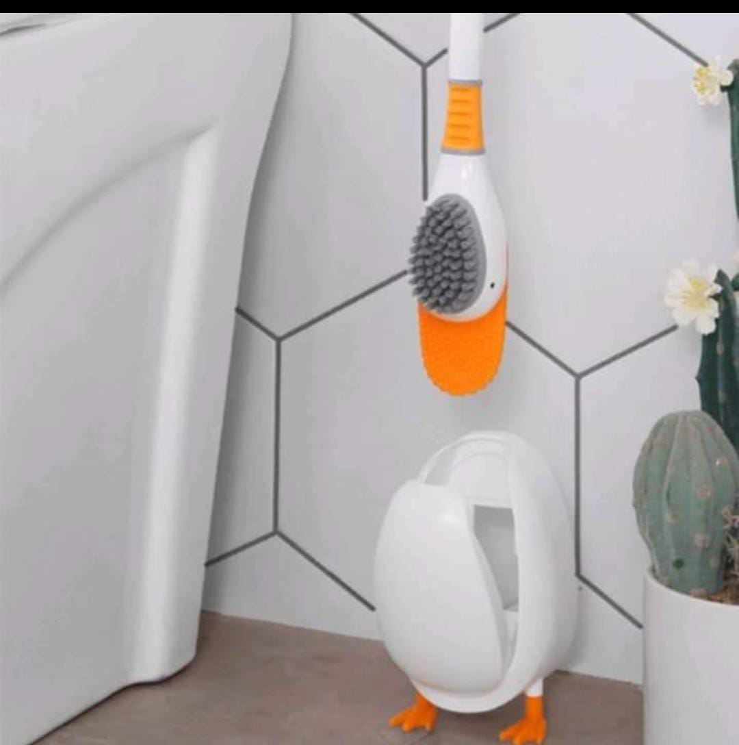 Duck shaped toilet brush holder + silicone toilet brush