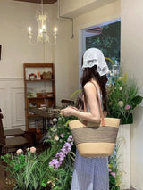 Summer Straw Woven Beach Bag and Hat