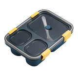 3 grid Microwave friendly snack/food box, with china fork