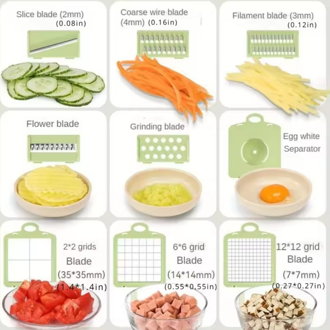 Multi-fuctional 9pcs vegetables chopper/cutter