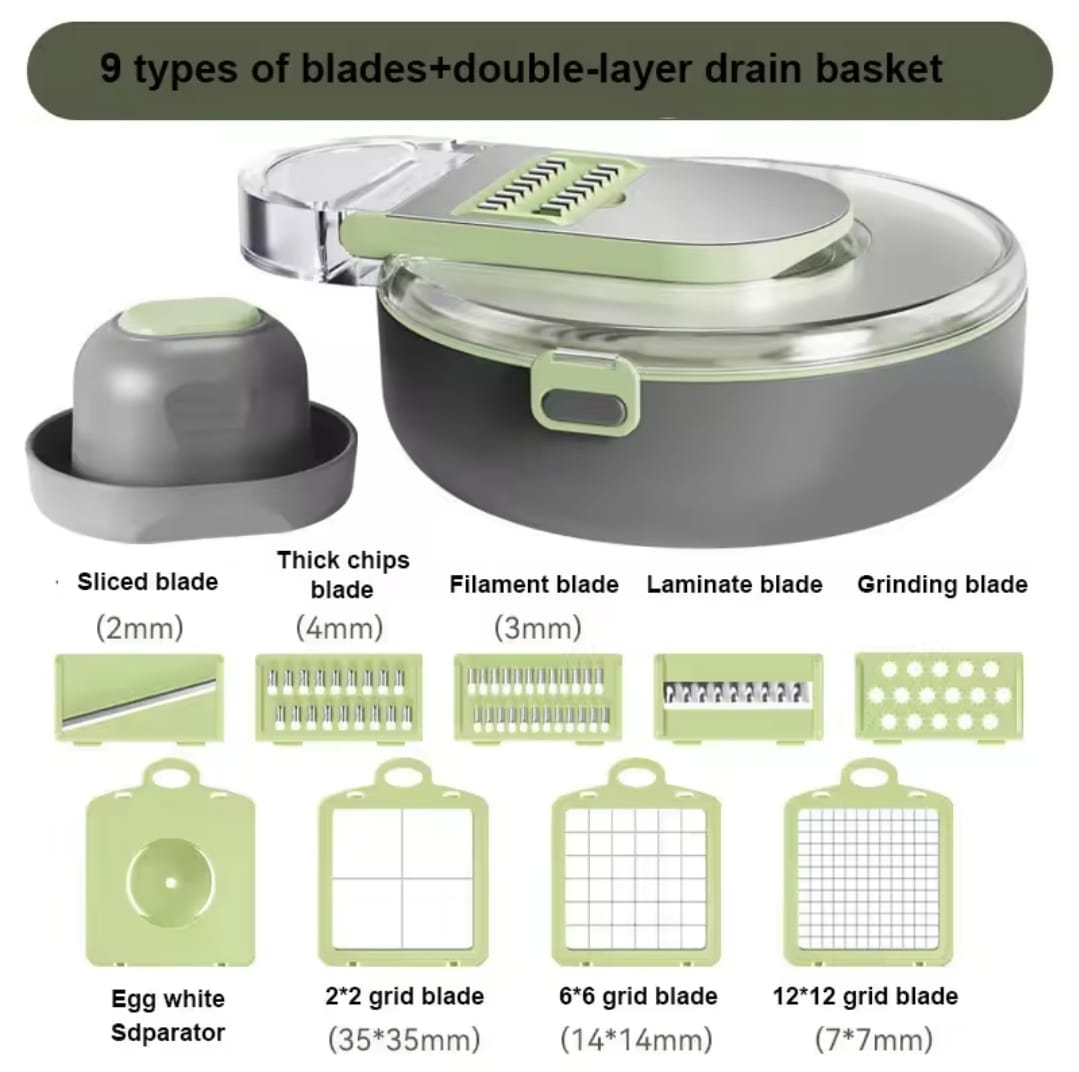 Multi-fuctional 9pcs vegetables chopper/cutter