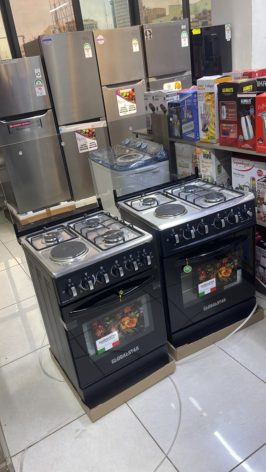 Black 50*55 Globalstar  JET 3+1 standing cooker with electric oven