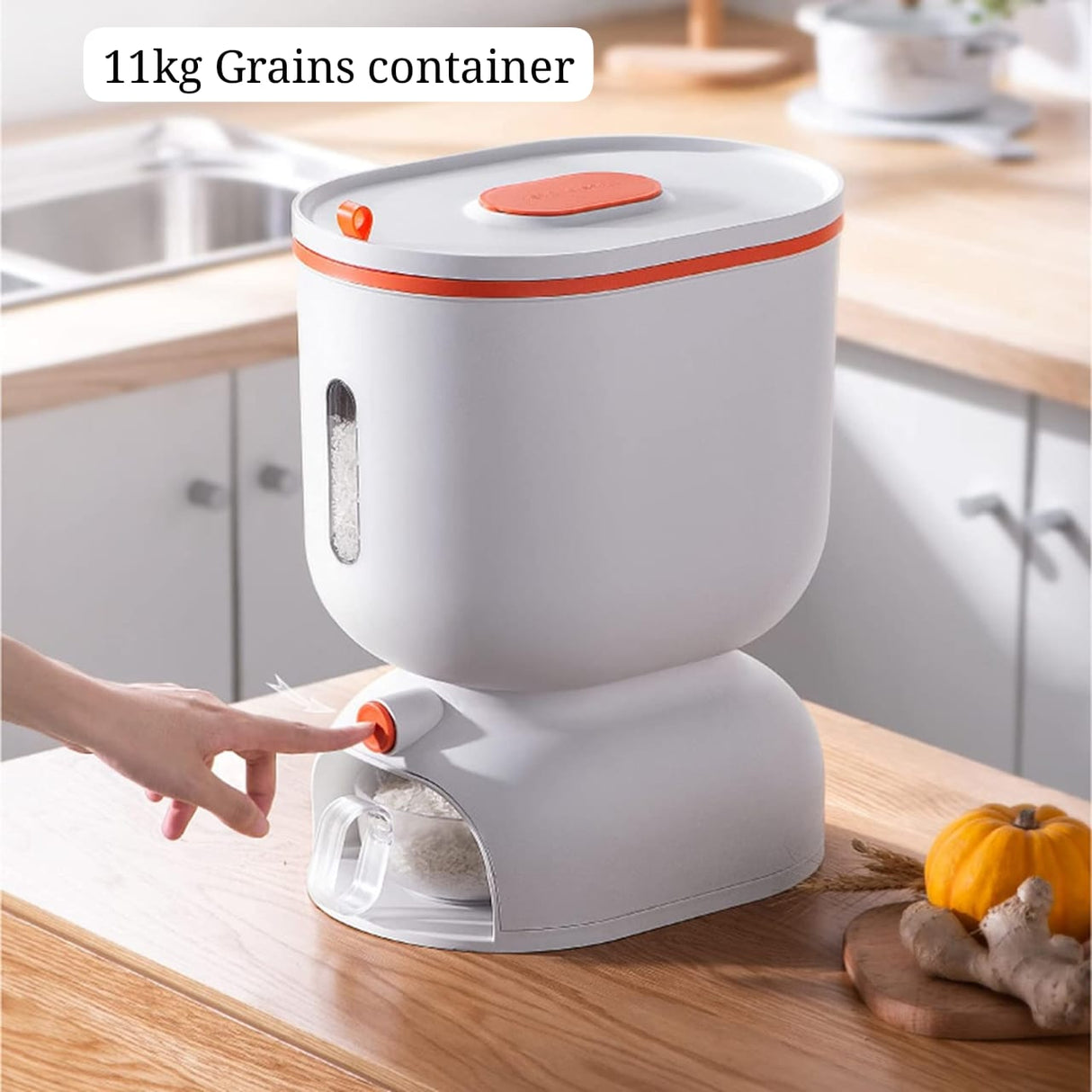 11kg Automatic Rice dispenser with rinsing cup. Smart Rice storage box