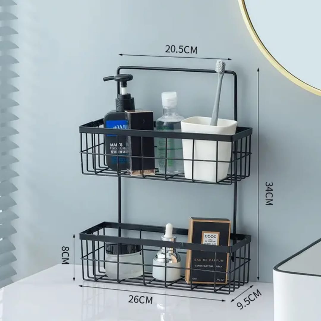Modern Wall-Mounted Bathroom Organizer – Dual-Tier Storage Rack