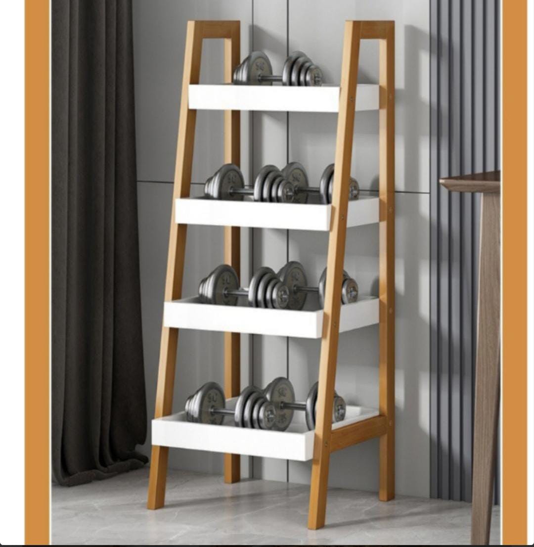 4 Tier Ladder Shelf Wood Storage Rack