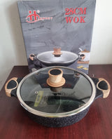 Single piece 28cm HonHey WOK granite partitioned cooking pot
