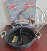 Single piece 28cm HonHey WOK granite partitioned cooking pot