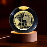3D Earth Crystal LED Ball Night Lamp Warm Light