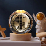 3D Earth Crystal LED Ball Night Lamp Warm Light