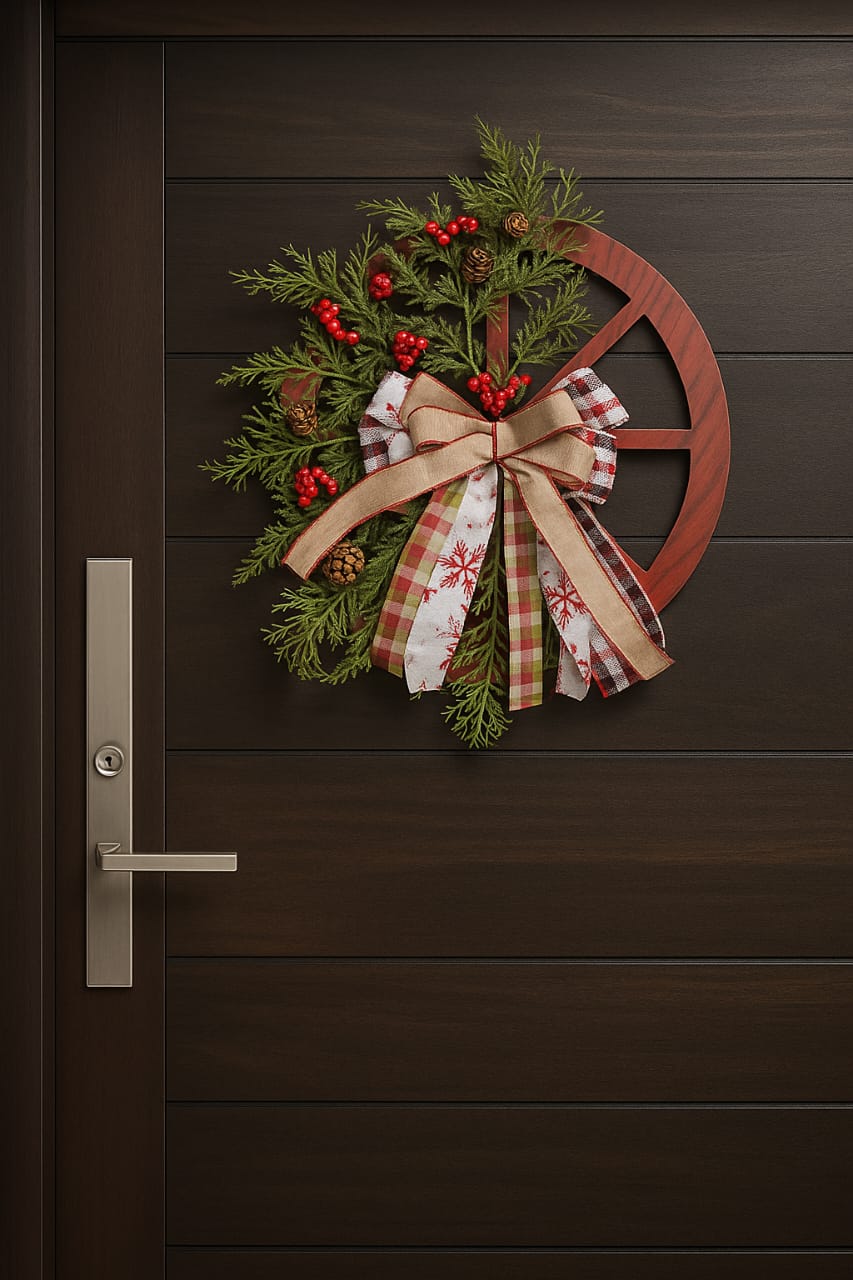 40cm Christmas Rustic Wheel Garland