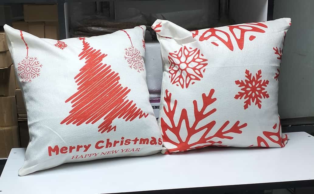 Heavy linen Christmas throw cover