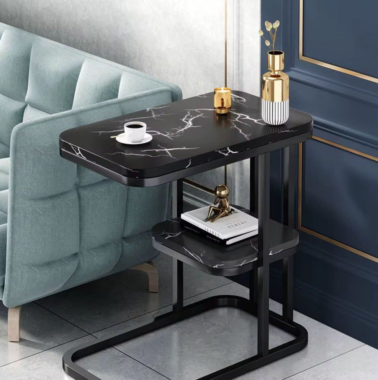 luxury marble textured side table