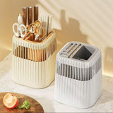 Counter Organiser Set: Rotating Knife and Utensil Rack and 19 Piece Cutlery Set with Silicone Spoons