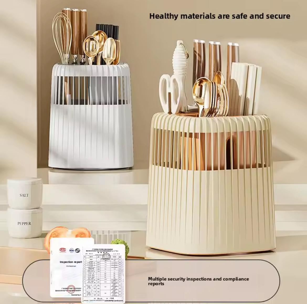 Multi-Functional Rotating Knife & Utensil Rack