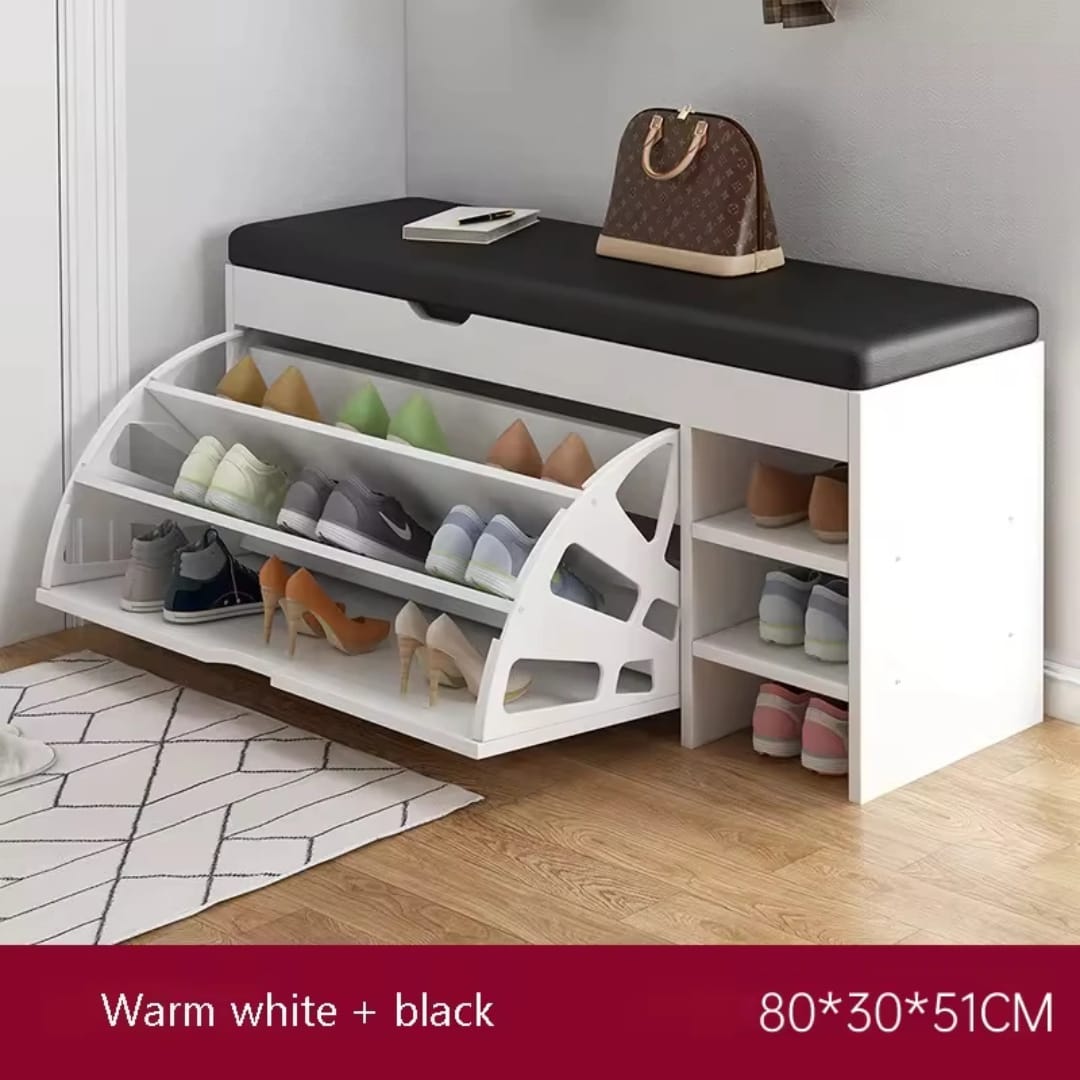 Modern bucket flip shoe cabinet with seat changing stool bench