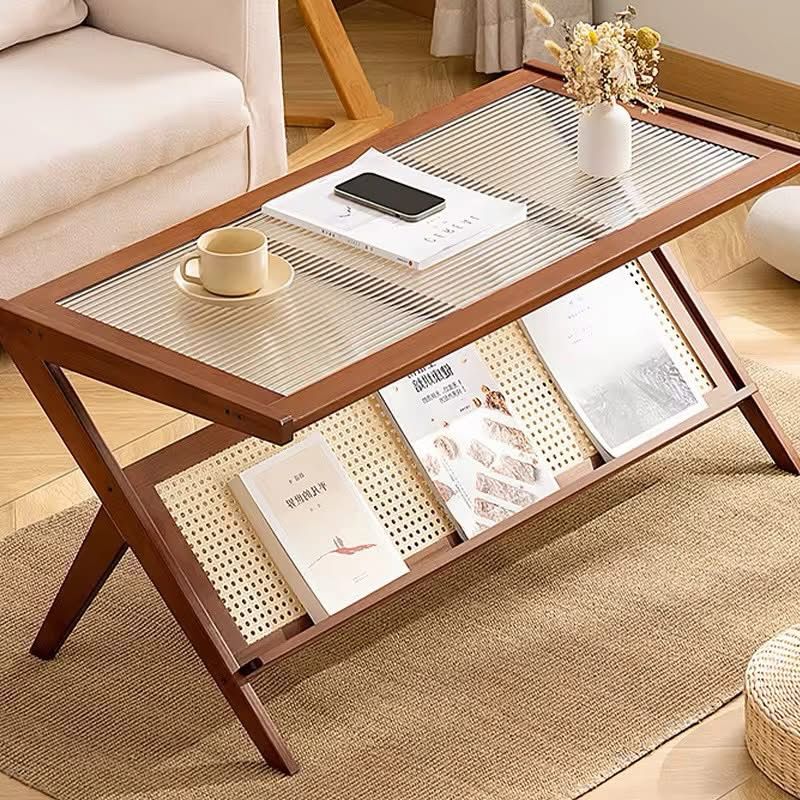 Rattan Coffee Table with Storage Shelf