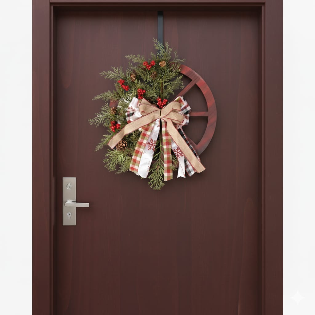 40cm Christmas Rustic Wheel Garland